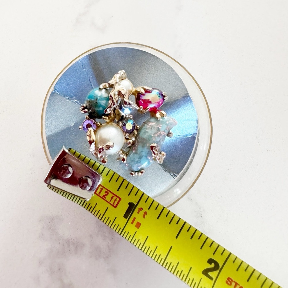 1960s Vintage Jewels by Emmons Rhinestone Faux Pearl Ring - Picture 7 of 8